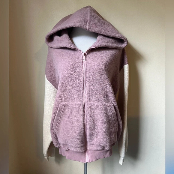 Nap Contrast-Trim Hooded Terry Jacket Pink Cream - Picture 2 of 8